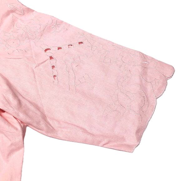 Susan Graver Shirt Blouse Womens Plus Size 2X Pink Linen Blend Scallop NEW NWT - Picture 6 of 16